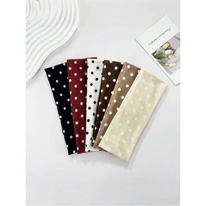 Polka Dot Yoga Training Workout Headband for Women Absorbent Elastic Hairband Fashion Sports Accessories Non-slip Running Headwear Elastic Headbands