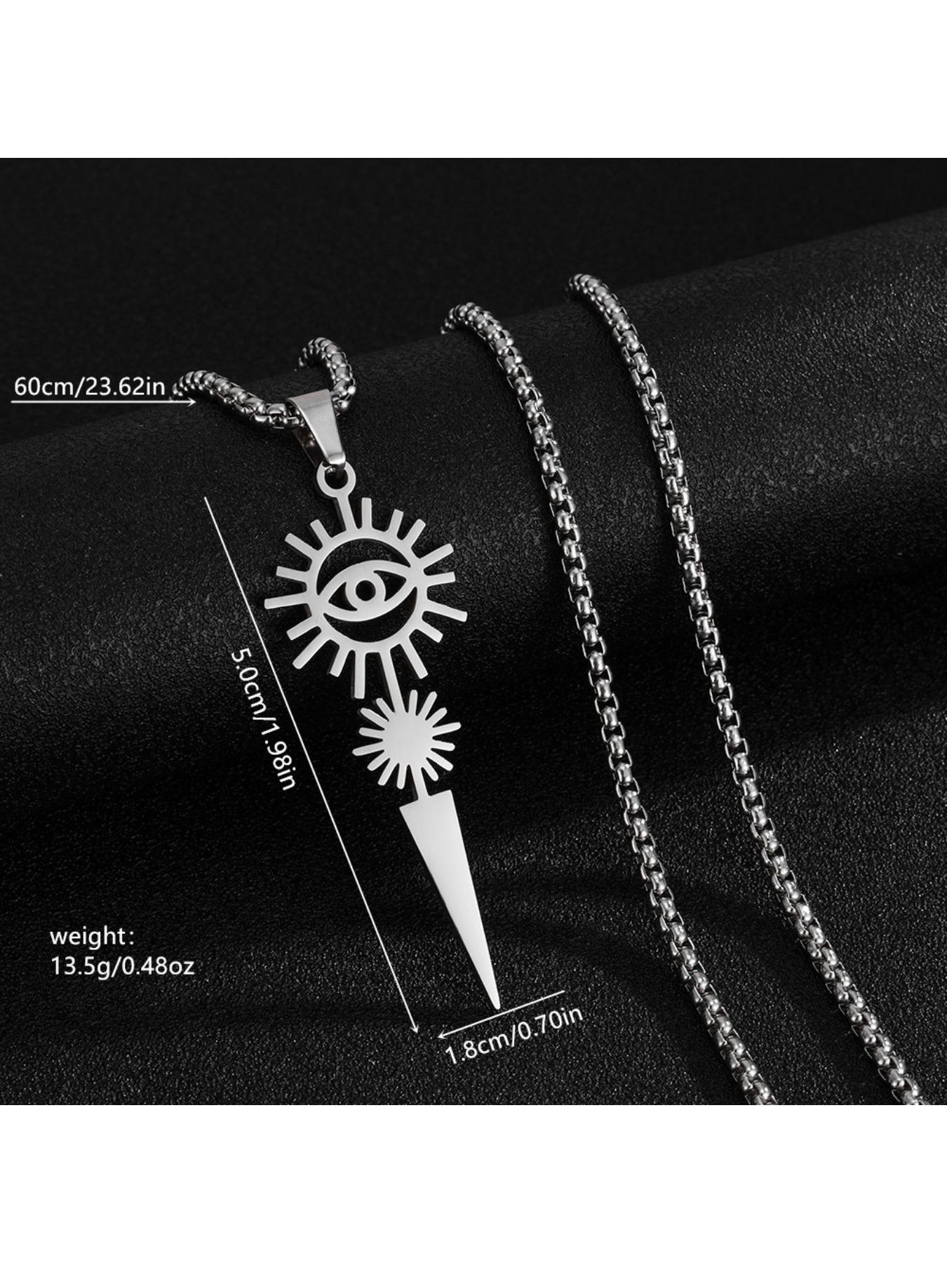 Evil Eye Sun Necklace & Earring Duo | Streetwear Edgy Jewelry, Multi-Color Options for Unisex