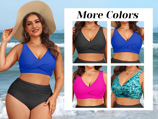 Tempt Me Women Plus Size Bikini Top - Twist Front Swimsuit Top Push Up Full Coverage Bathing Suit Swim Bra for Large Bust