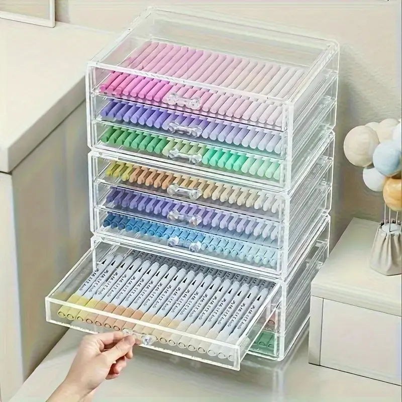 Large Capacity Clear Acrylic Desk Drawer Organizer Multi Compartment For Office School Supplies Pens Markers Tape Storage Home Workspace