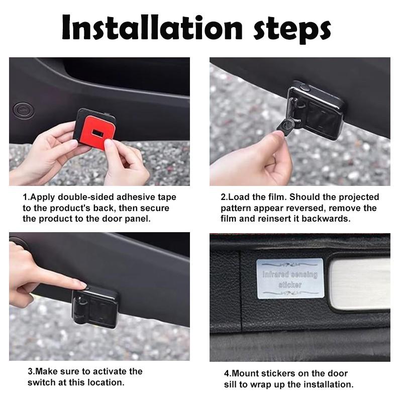 2 Pcs Buick Carbon Fiber Welcome Lights, Car Door Projection Lamp, Laser Light, Decorative Floor Lamp, Led Ambient Light (batteries Not Included)