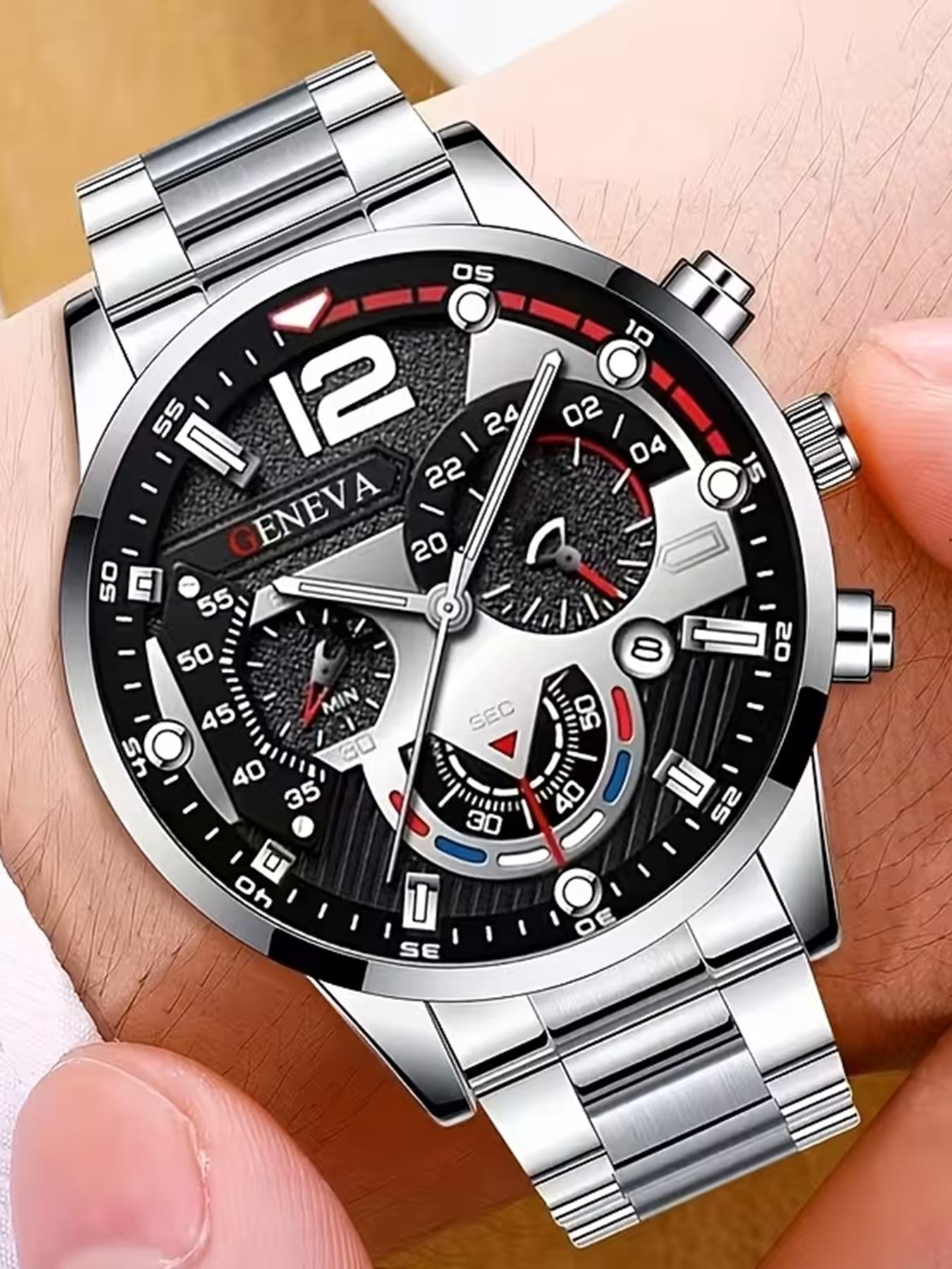 10 piece set of men's luxury watches with multi colored dials, suitable for both business and casual wear, making it an ideal gift for his birthday or holiday