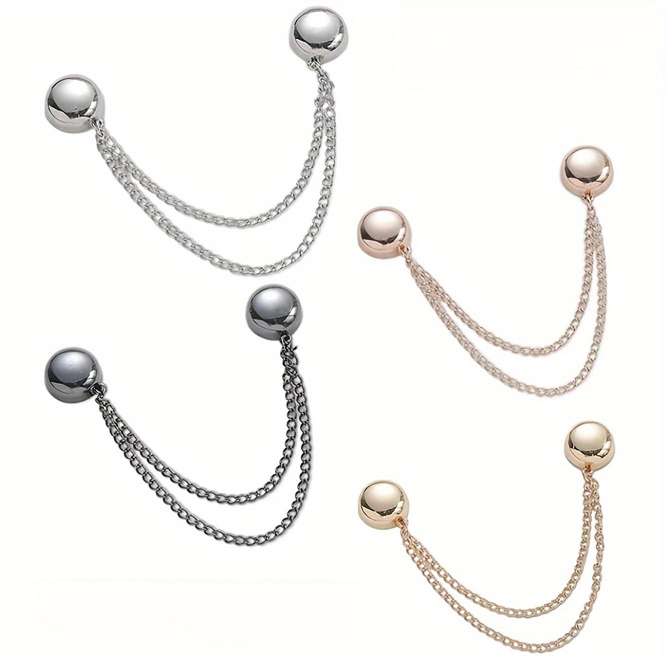 4-Pack Magnetic Clothing Clips, Multi-Function Metal Button Clips for Cuffs, Hem, and Headscarf Decoration, Assorted Colors