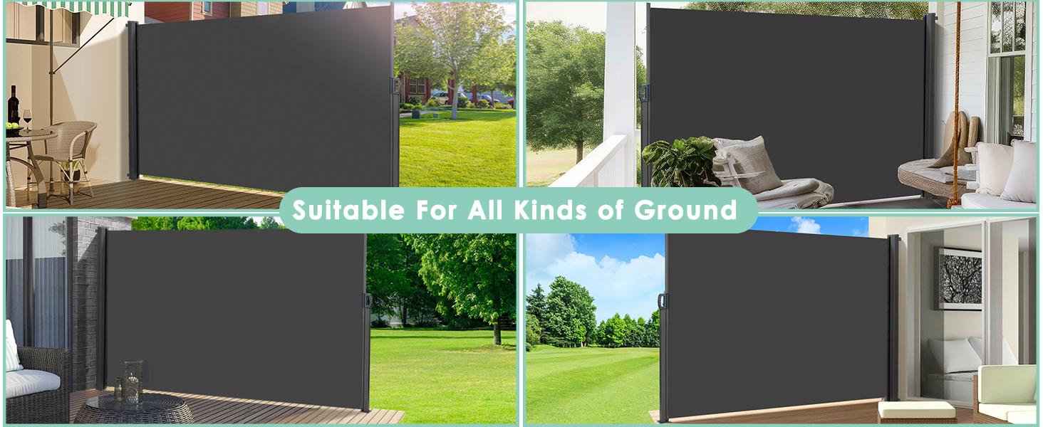 Retractable Side Awning for Patio - UV Resistant & Waterproof Outdoor Privacy Screen for Garden, Balcony, Courtyard - Easy Install Dark Grey Shade Cover，Father'sDayGift