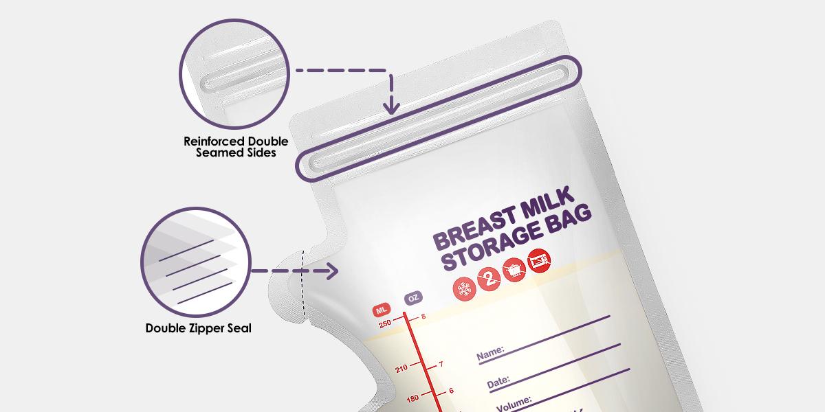 BPA-Free Breastmilk Storage Bags - 60 Pcs, 8 Ounce, Self-Standing with Pour Spout, Space-Saving Flat Profile, Ideal for Convenient Breastfeeding and Milk Storage, Refrigeration & Freezing