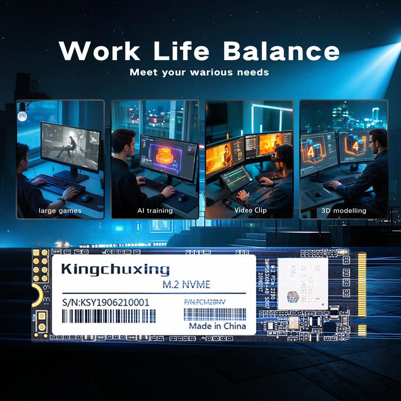 Kingchuxing SSD Nvme M2 Pcie Gen3x4 PCIe3.0 2280 2TB 1TB 512GB Laptop PC Desktops