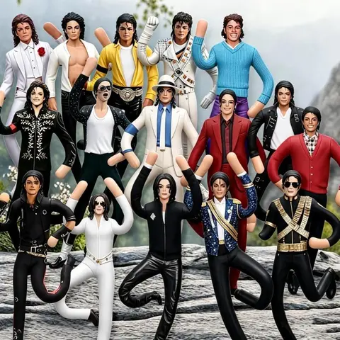 28cm (25 – 29 In) Michael Jackson Abstract Cartoon Stuffed Toy - Built-in Wire Skeleton, Poseable Unisex Art Toy, Double-Sided Printed Details, Collectible Gift for Pop Music Fans Home Decor