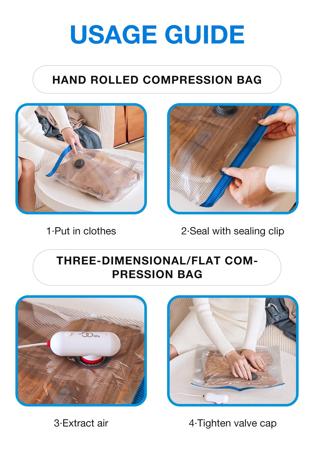 VACBIRD Travel Vacuum Storage Bags with USB Electric Pump|Travel Organiser Set - Ultra-Compact, Lightweight Space Savers for Clothing & Travel Essentials Insert