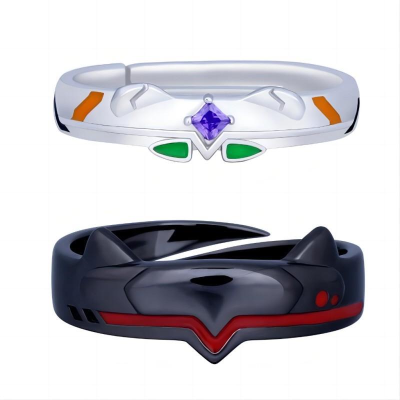 Anime Evangelion Necklace EVA Katsuragi Misato Stainless Steel Cross Pendant Necklace and Ring Men Women Fashion Jewelry Gifts