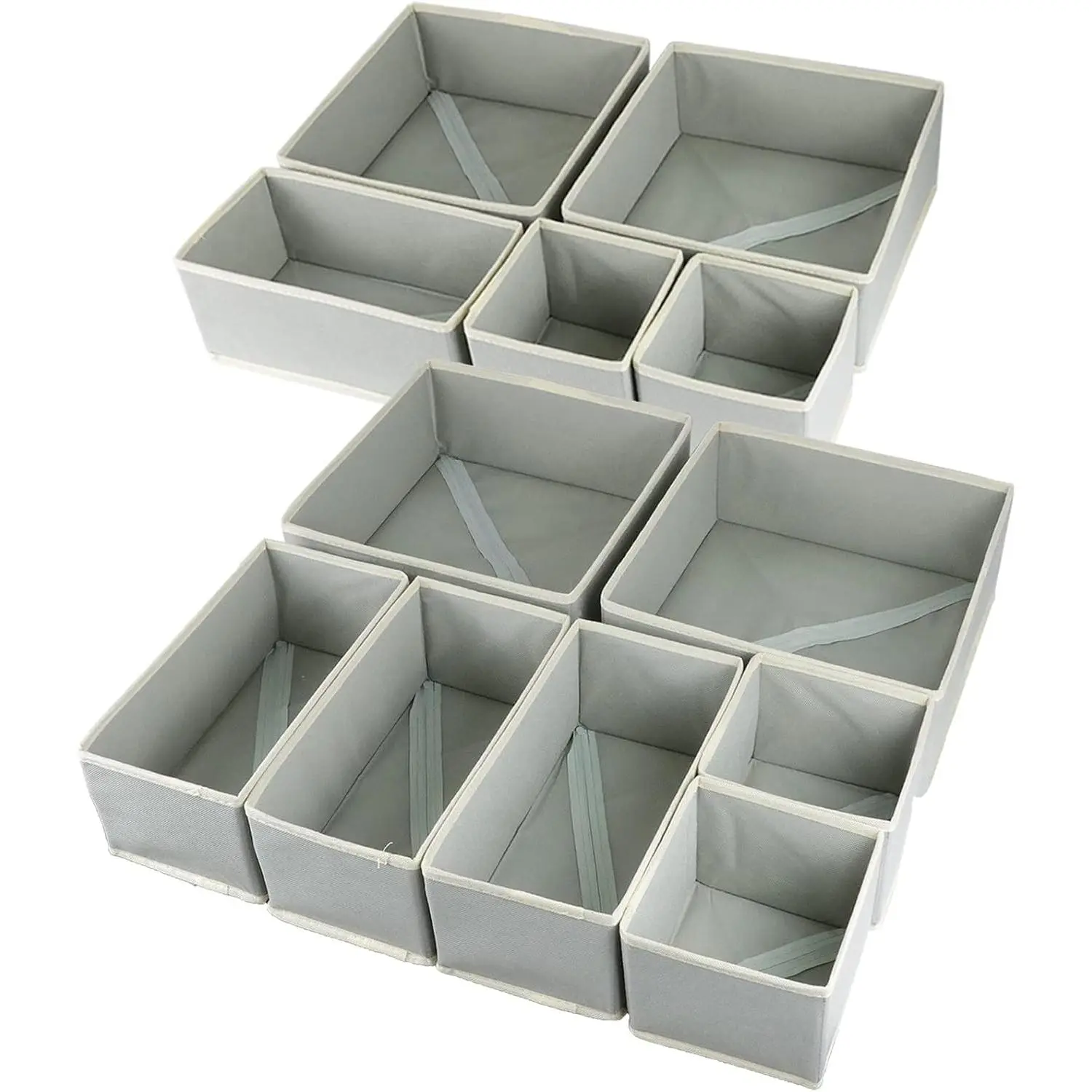 12 Pack Drawer Organizer Clothes, Foldable Fabric Dresser Organizer Closet Organizers and Storage Box Underwear,Folded Clothes,Baby Clothing,Socks,Bra,Towels,Ties(12 Pack,Gray)