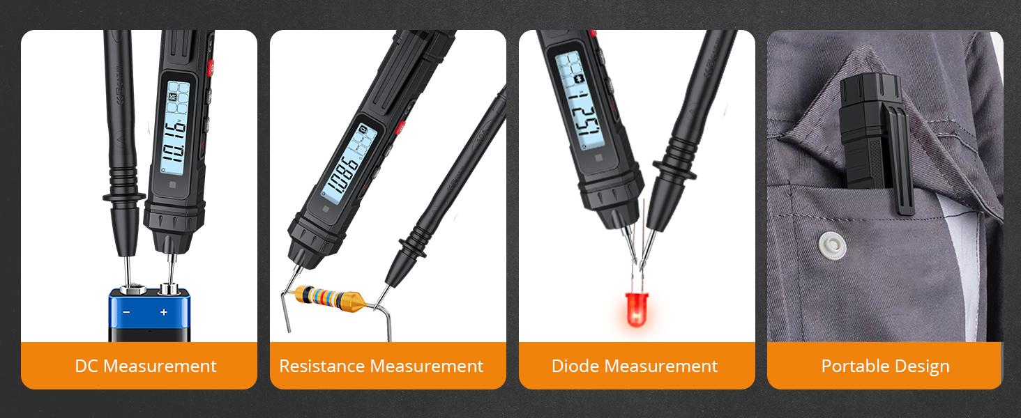 Neoteck 2 in 1 Pen Type Digital Multimeter Voltage Tester 4000 Counts Intelligent TRMS Multimeter Non-Contact Voltmeter for Testing AC/DC Voltage Resistance Continuity Capacitance Diode Live Wire