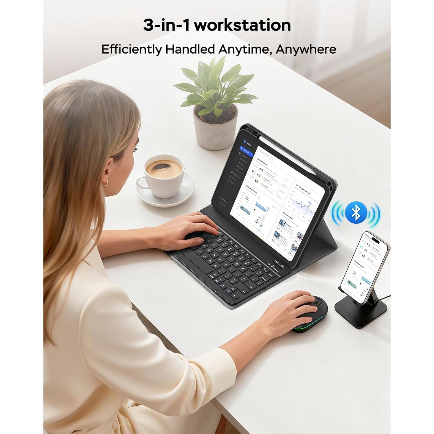 for ipad A16 Case with Keyboard and , Stand Folio Cover with Pencil Holder for 11th Gen 2025 11 inch/10th Gen 2022 10.9 inch, Detachable Keyboard with , Black for ipad A16 Case with Keyboard and , Stand Folio Cover with Pencil Holder for 11th Gen 2025 11 inch/10th Gen 2022 10.9 inch, Detachable Keyboard with , Black