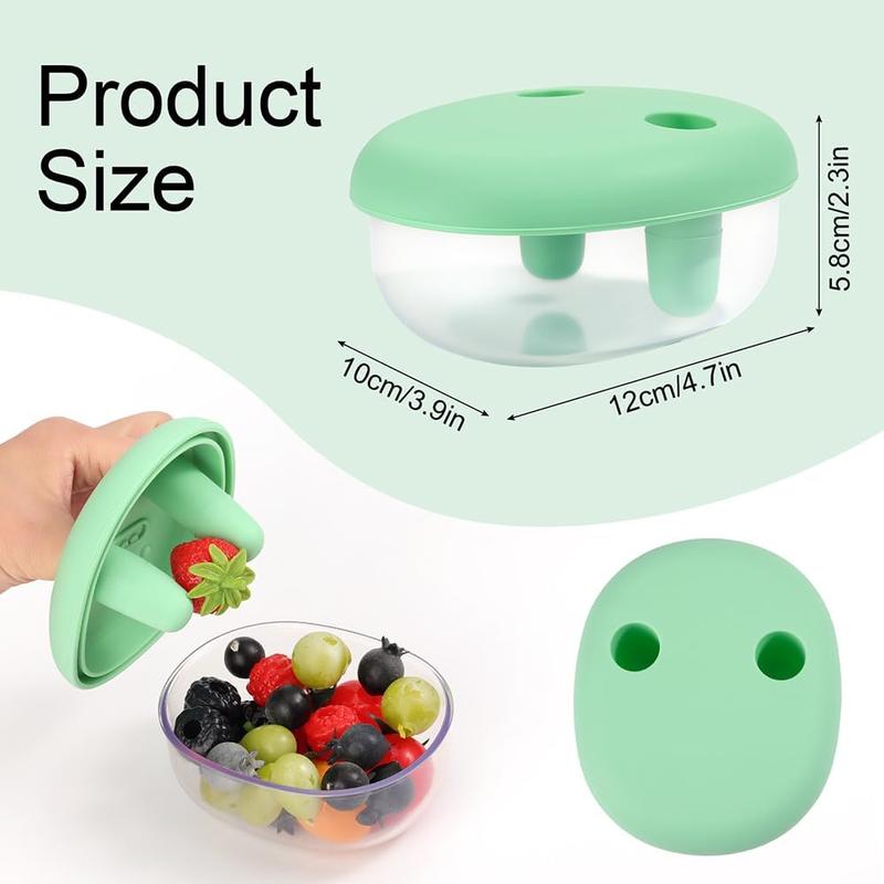 1 PC 2-In-1 No-Mess Snack Container with Fingertip Cover, Reusable Leak Proof Food Storage, Ideal for Travel Camping Outdoor Party