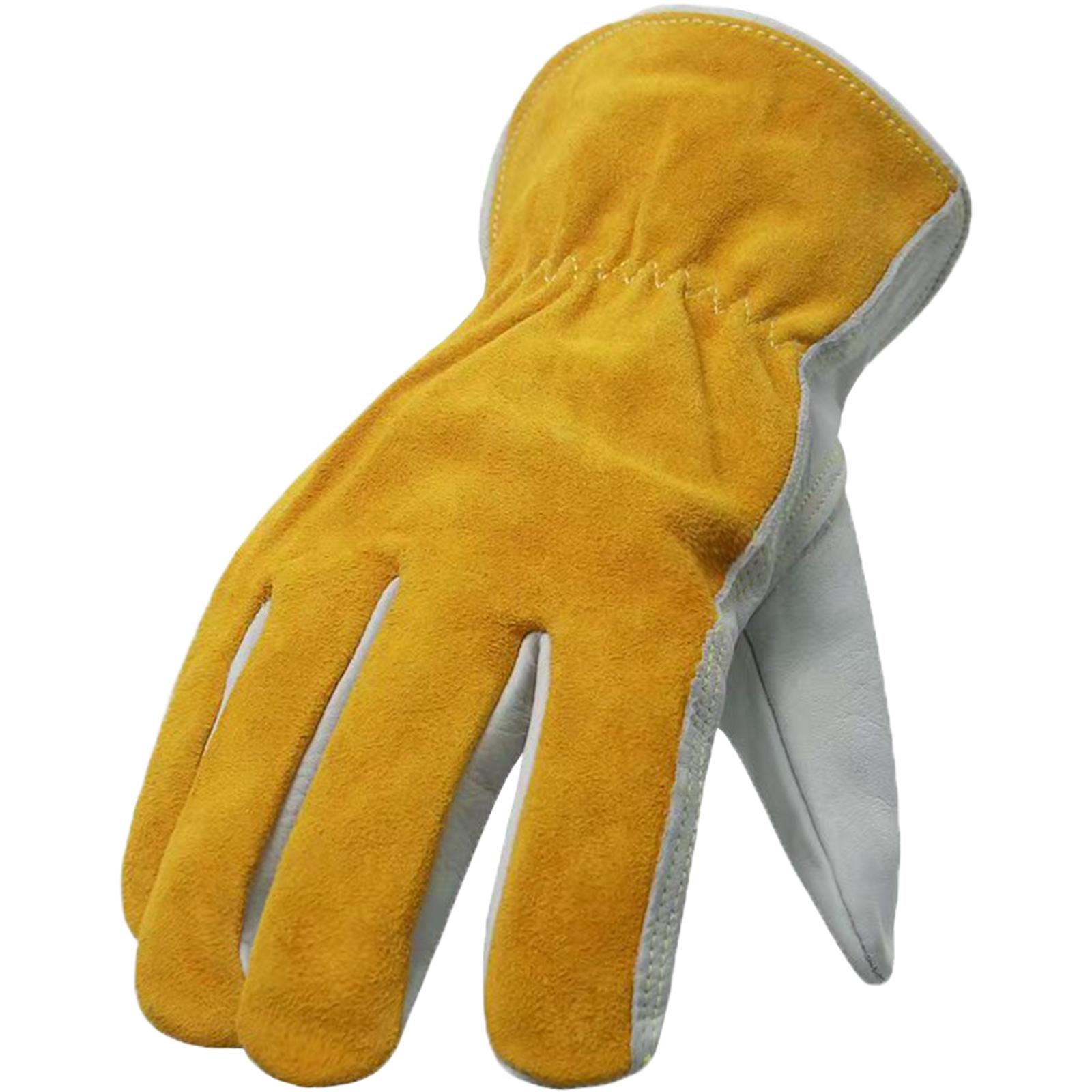 Leather Layered Heavy Duty Work Gloves Soft Grip Durable Hand Protection for Construction Gardening Outdoor Use