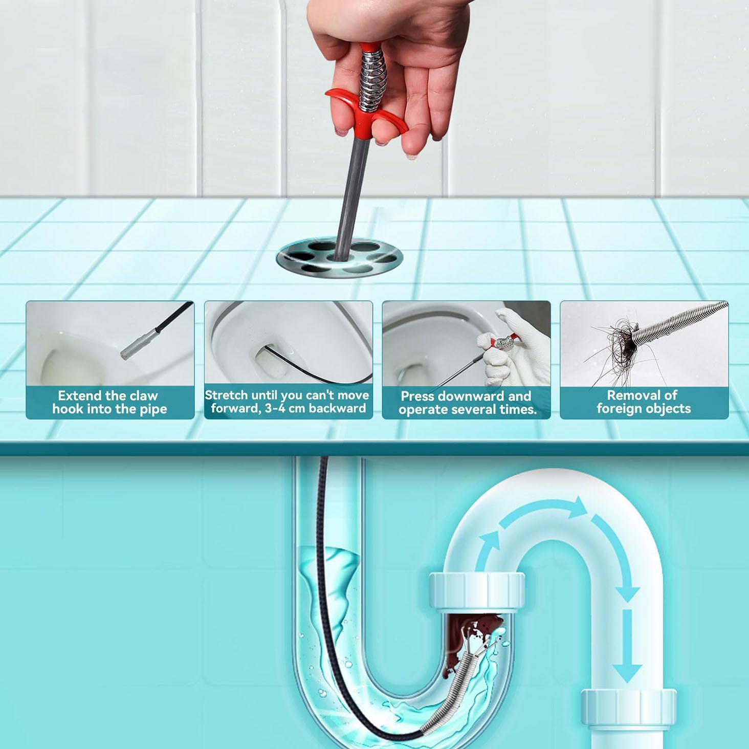 Drain Snake, Drain Clog Remover - Gutter Cleaning Tools Drain Cleaner for Toilet Sewer Shower Kitchen Bathroom Tub Clogged Drains Opener Cleaning Tool, Flexible Grabber Claw Pick Up Reacher (200cm)