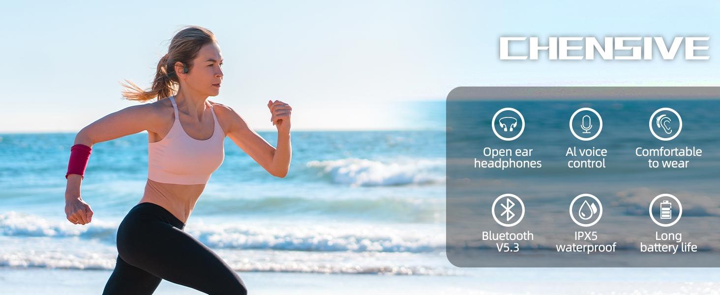 Wireless Bone Conduction Earphone, Waterproof & Sweatproof Headphone with Microphone, Bluetooth-compatible Fitness Earbuds for Running, Cycling, Hiking, Driving, Audio, Water Resistant Earphones, Waterproof Headphones #GLOBAL PICKS