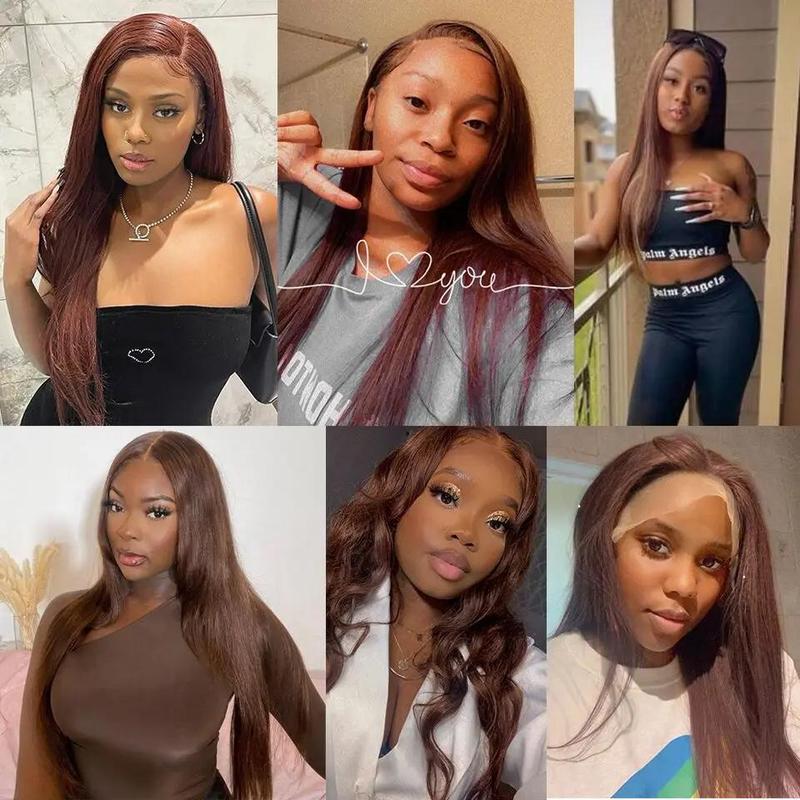 [Bling Hair ] 13x6 16-32 Inch Chocolate Brown Lace Front Wigs Body Wave Real Hair Wigs Pre Plucked 180% Density 4# Brown Wig