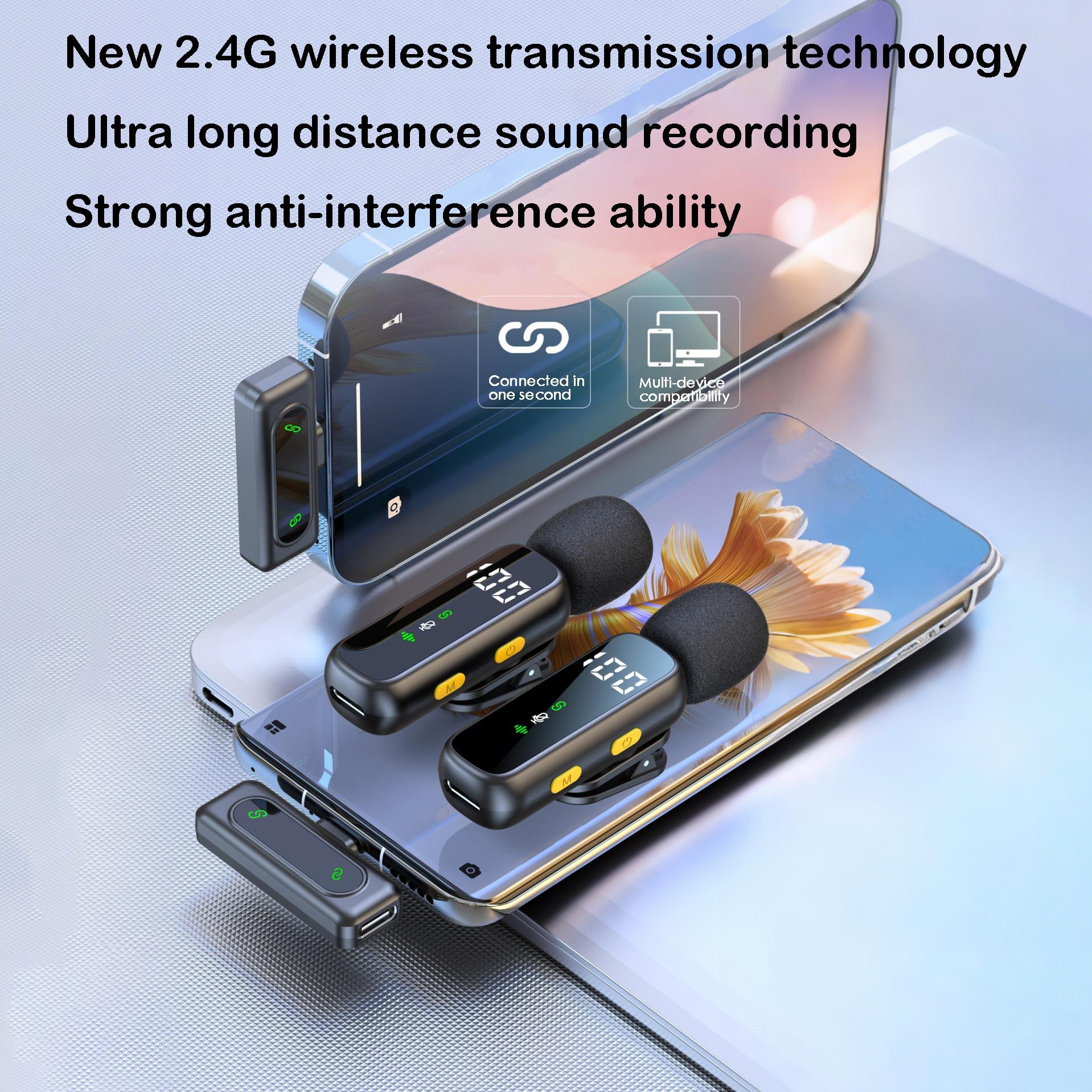 Pro Wireless Lavalier Microphone, Plug & Play, Stylish Design, LED Display, Long Battery Life, for Smartphones, Computers, Podcasting, USB Streaming Mic