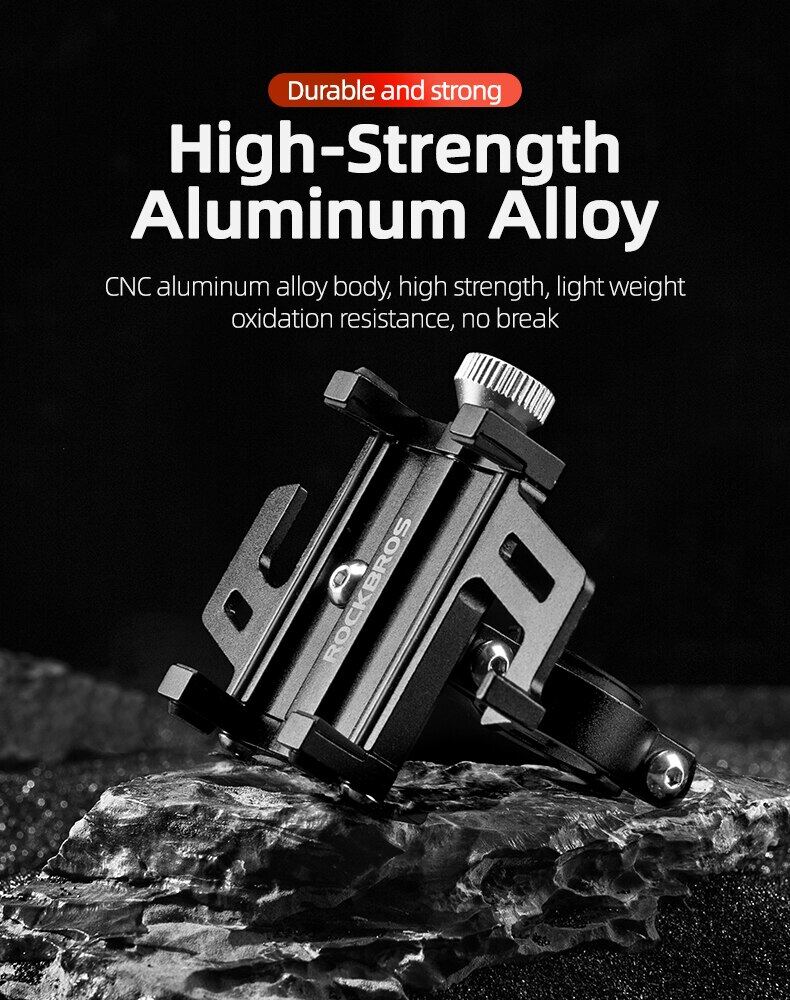 ROCKBROS Bike Phone Mount Holder Motorcycle & Bicycle Handlebar Cell Phone Holder 360° Rotatable Aluminum Phone Clip for iPhone 11 12 13 Pro Max Mini X XR Xs Plus Samsung S21 S20 S10