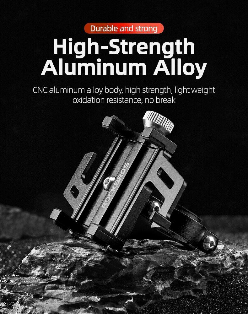 ROCKBROS Bike Phone Mount Holder Motorcycle & Bicycle Handlebar Cell Phone Holder 360° Rotatable Aluminum Phone Clip for iPhone 11 12 13 Pro Max Mini X XR Xs Plus Samsung S21 S20 S10