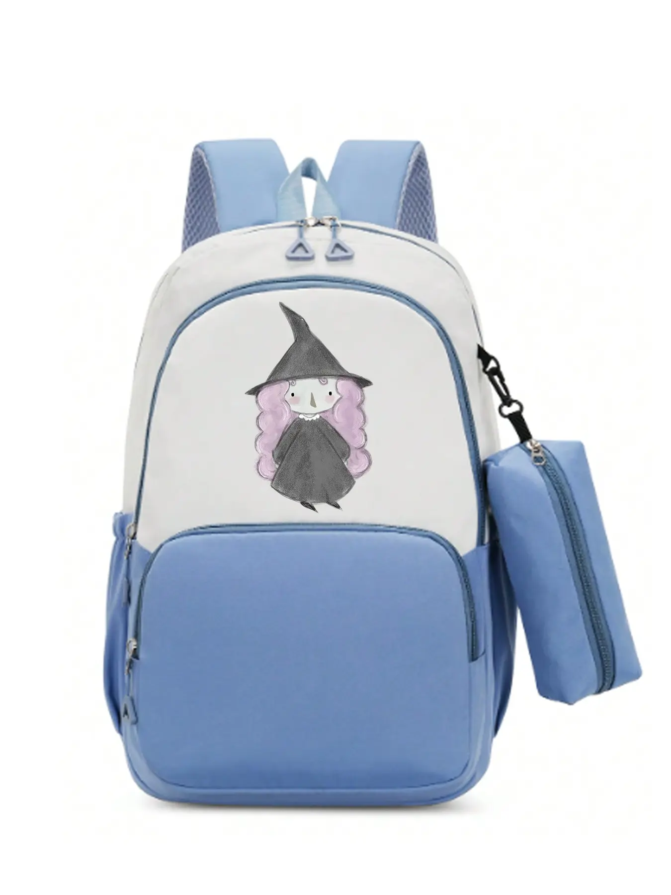 Cute Halloween Witch Backpack, Large Capacity Zipper School Bag, Fashionable Campus Laptop Bag, Travel Backpack, Gift for Girls