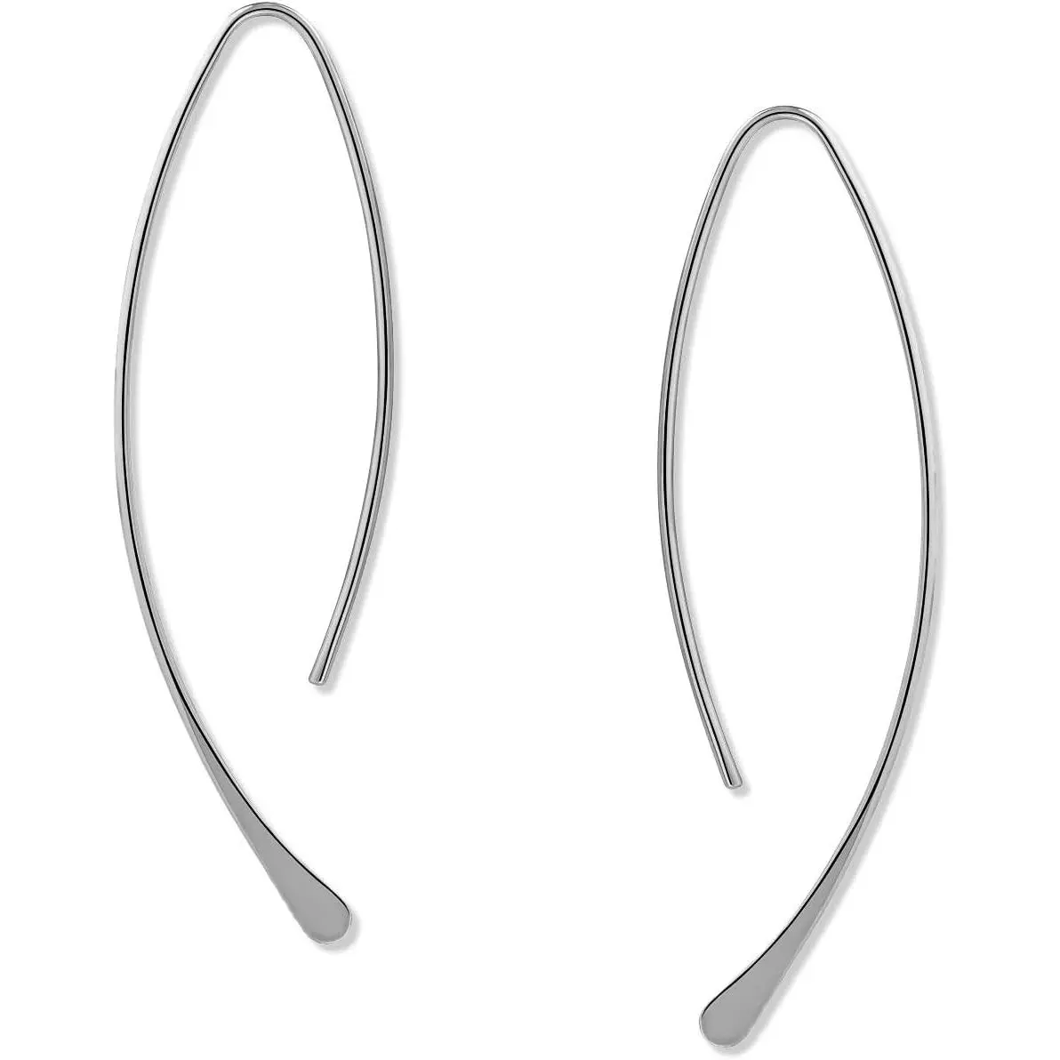 Upside Down Hoop Earrings - Hypoallergenic Lightweight Wire Needle Drop Dangle Threader Hoops for Women, Safe for Sensitive Ears - Plated in 925 Sterling Silver or 18k Gold