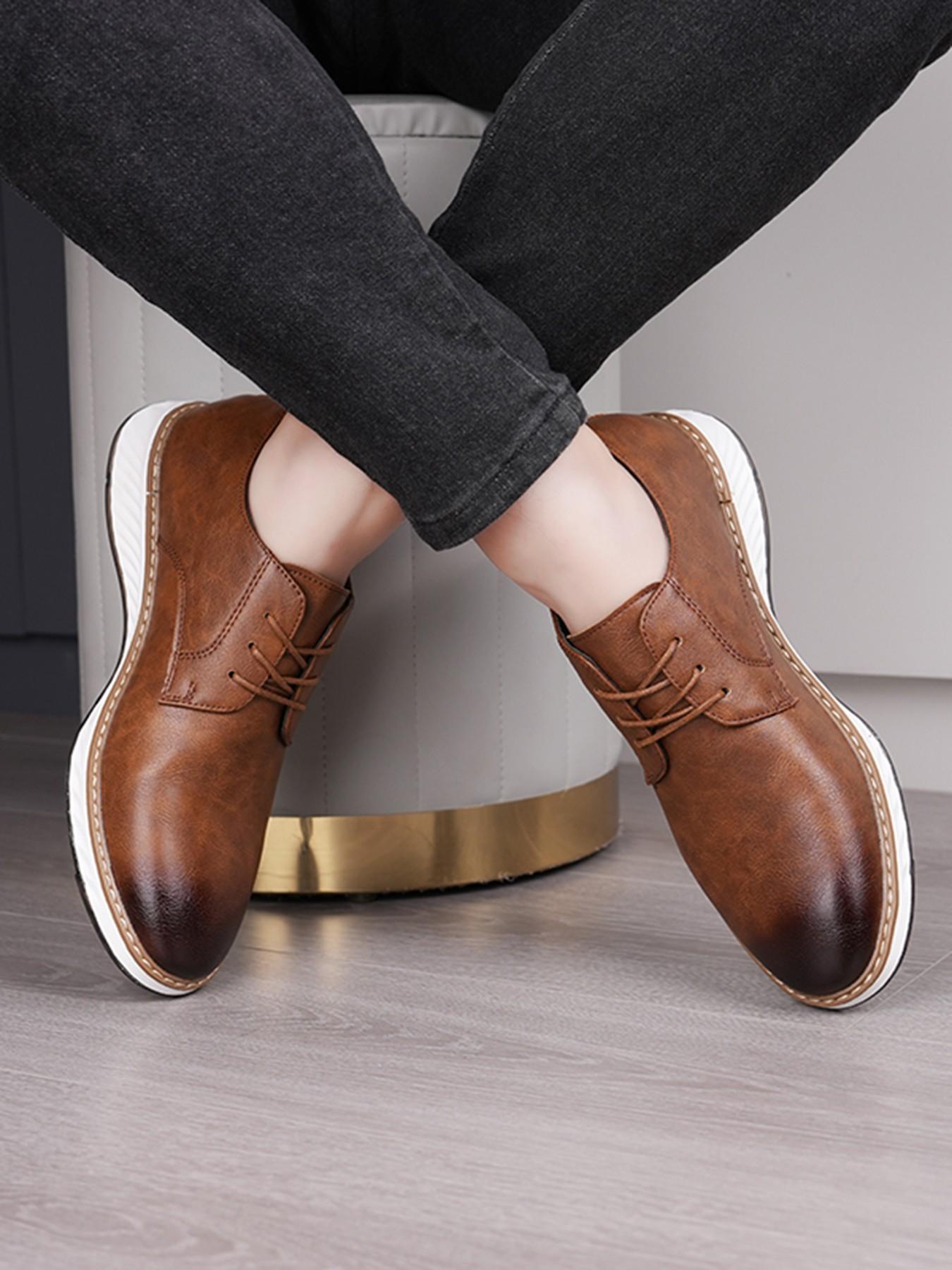 Men's Lace-Up Derby Shoes, Formal and Casual Wear, Fashion Leather Shoes, Comfortable for Office or Special Occasions