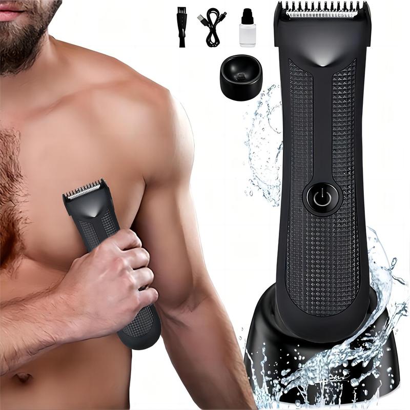 Electric Groin Hair Trimmer, Waterproof Wet/Dry Body Clippers, Standing Recharging Base Ultimate Male Body Hair Razor