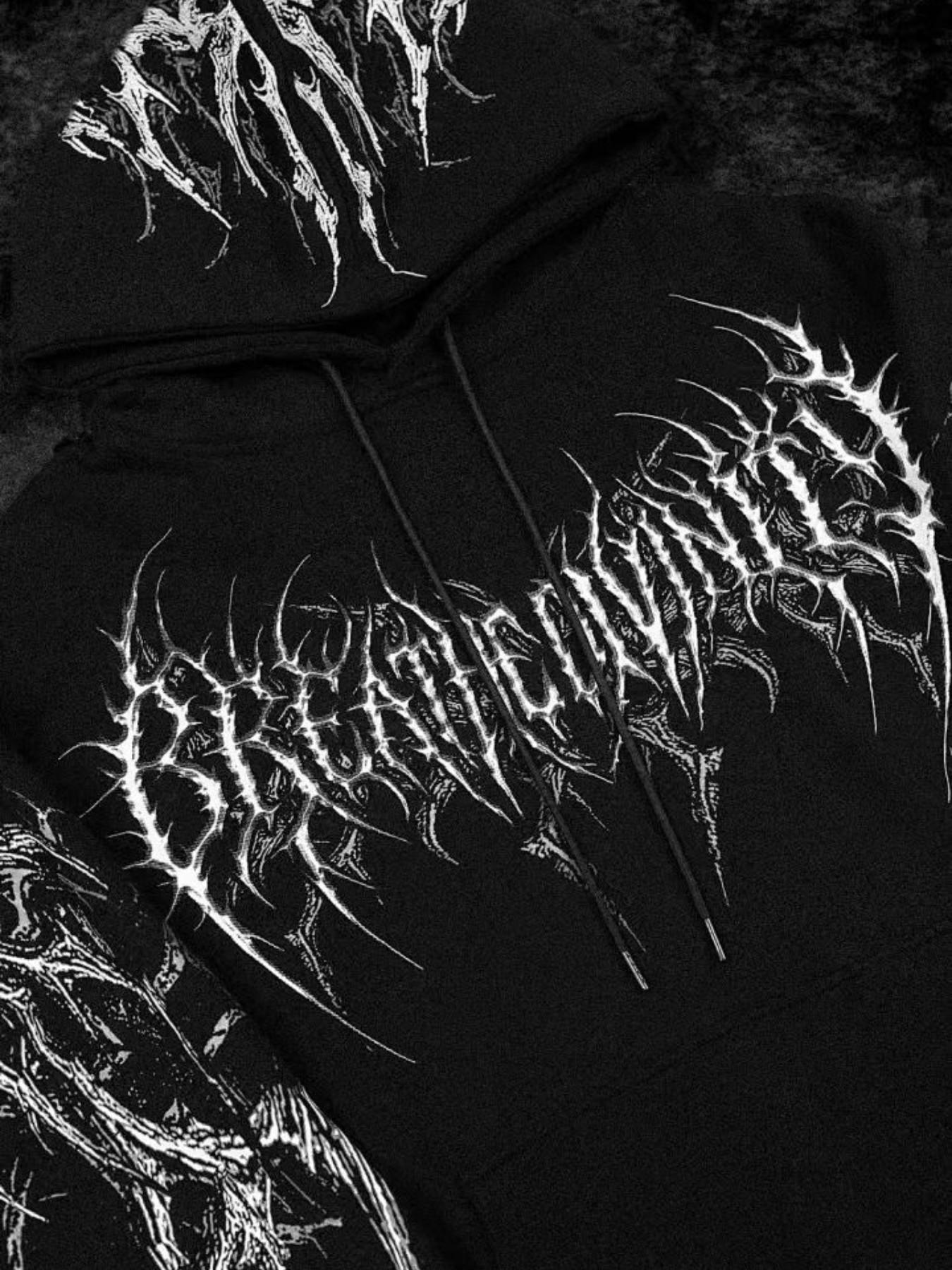 Gothic Demon Skull Print Oversized Hoodie | Y2K Grunge Streetwear Sweatshirt | Dark Aesthetic Hoodie for Men