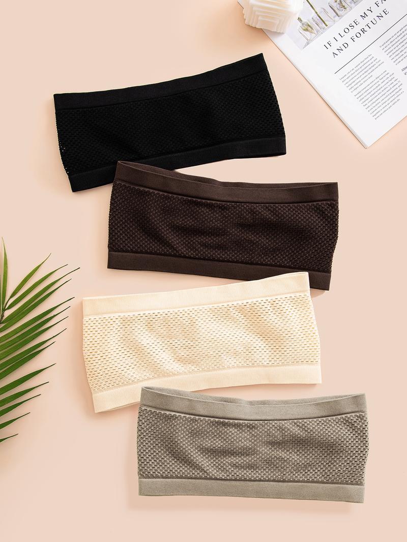 Women's Ruched Wireless Bandeau Bra, Breathable Comfy Bra, Minimalist Hollow Out Push Up Lingerie Top, Strapless Bra, Underwear, Bralette Lingerie for Women, Bras for Women, Lingerie for All Seasons