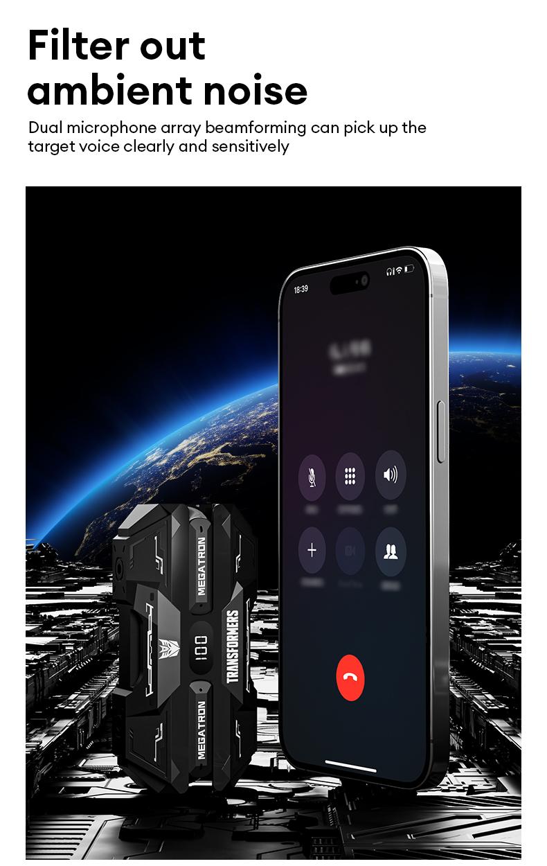 TRANSFORMERS TF-T51 In-Ear Wireless Earphones with 2025 New Bluetooth 6.0 for Faster, More Stable Connection & Lower Power Use, Immersive Full-Frequency Stereo Sound, High-Resolution Audio, Wireless Headphones for Music & Phone Calls