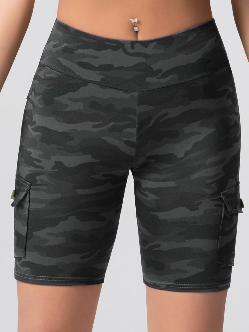 CHRLEISURE 3PCS Women High Waisted Cargo Shorts With Pockets Gym Running Shorts bike Shorts For Women fitness summer