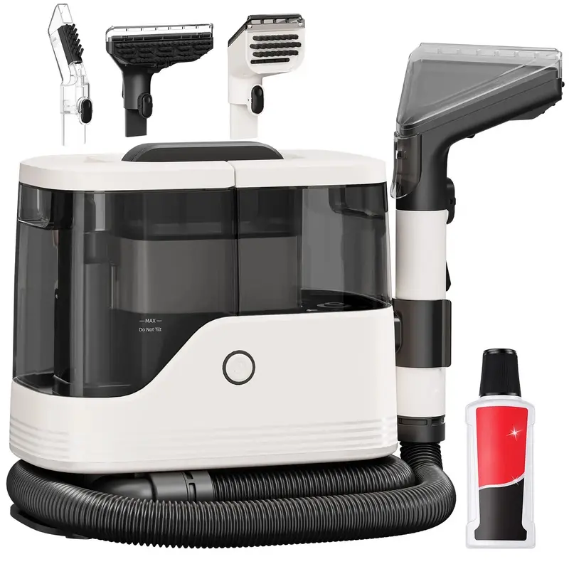Portable Carpet Washer & Upholstery Spot Cleaner with 13,000Pa Power, Dual Tanks, 3 Replaceable Brushes & Strong Suction for Pet Stains, Couch, Car Seats