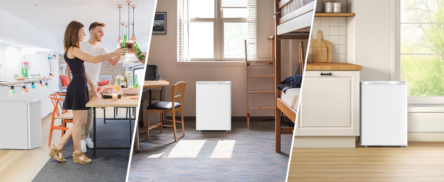 COWAR 2.6 Cu.Ft Mini Fridge with Freezer, Single Door Mini Fridge, Dorm Fridge, Adjustable Thermostat, Mini Refrigerator for Dorm, Office, Bedroom, Stainless Steel