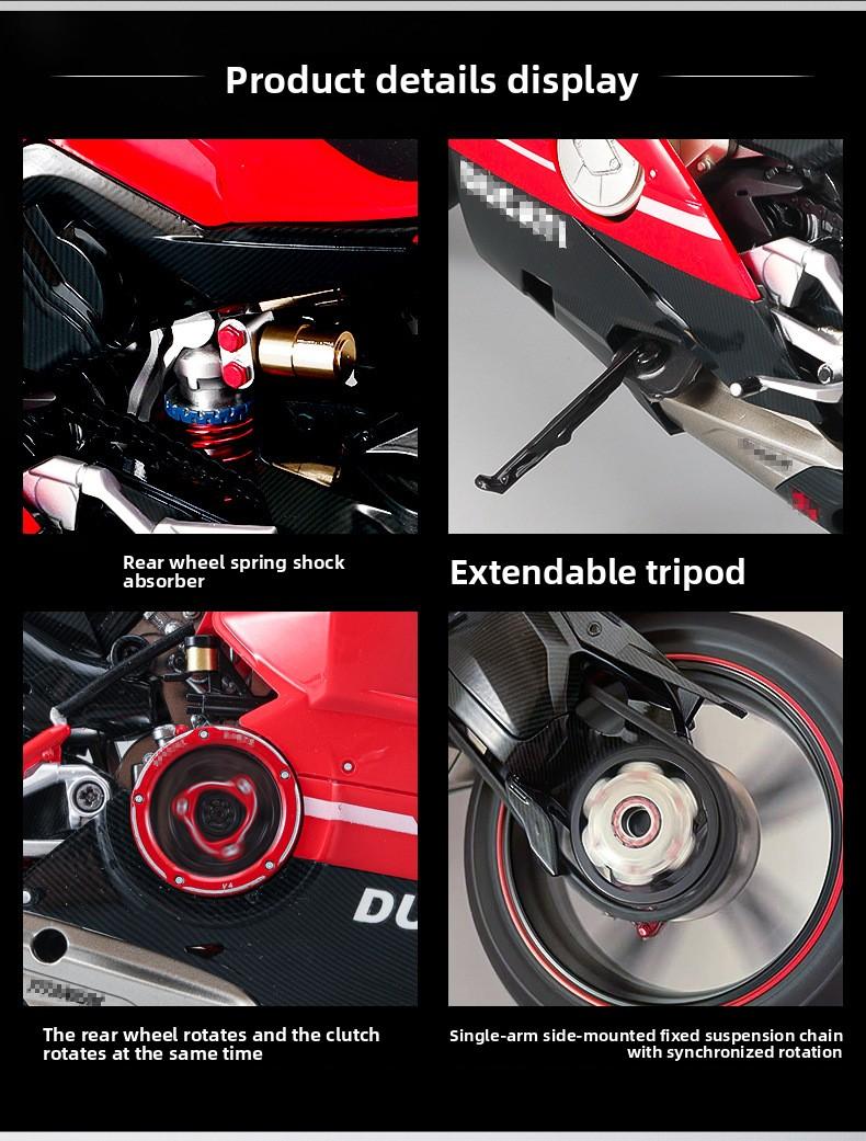 Ducati V4 SP 1:7 Diecast Motorcycle Model with Kickstand Realistic Engine Sound Smoke Effects Detailed Racing Replica for Motorcycle Fans Collection & Gift