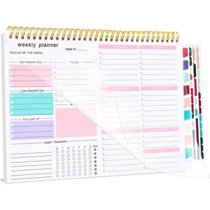 Weekly To Do List Notepad, 8.5''x11'' Weekly Desk Planners with 52 Tear Off Sheets Undated Planner Habit Tracker & Productivity Organizer for Home and Work, Pink