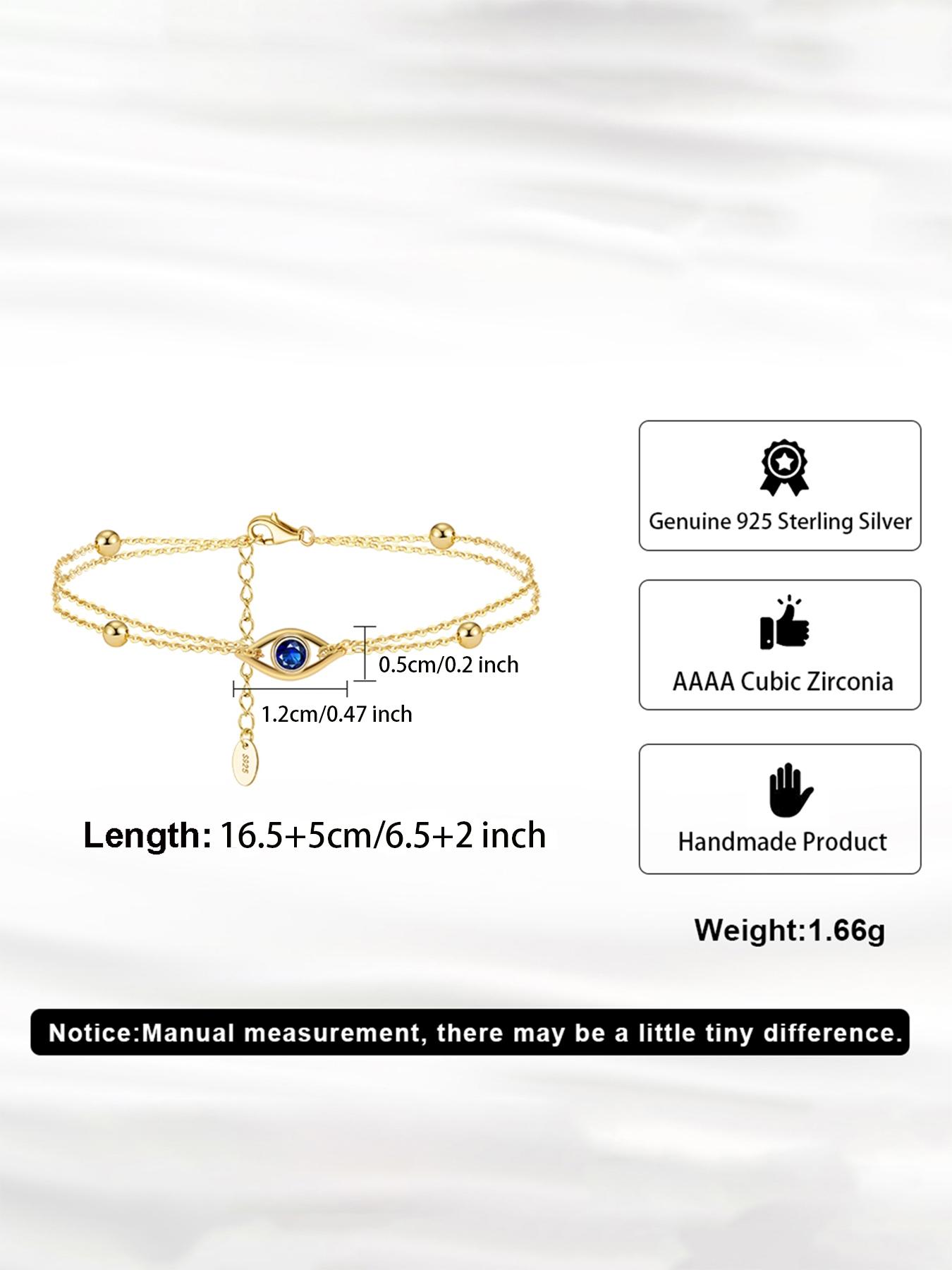 925 Sterling Silver Fashion Evil Eye Design Bracelet, Elegant Jewelry Bracelet, Fashion Jewelry for Party, Daily Clothing Decor, Trendy All-match & Exquisite Jewelry for Birthday Gift