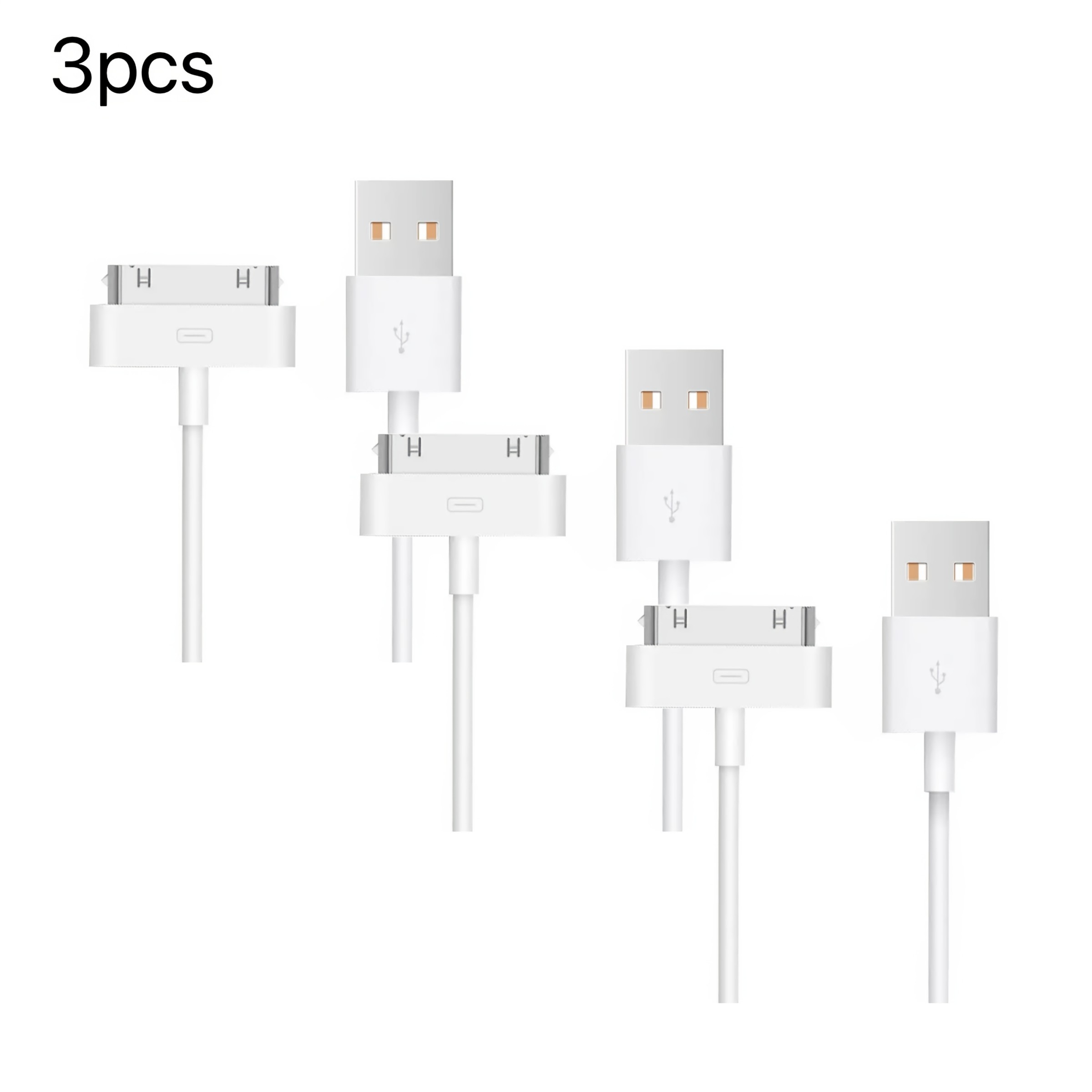 30-Pin USB Charging Cable for iPhone 4s/4/3gs, iPad 1/2/3, Ipod Nano/touch, Data Sync Cable, 1pcs/3pcs, Reliable Connectivity, Connector, Durable
