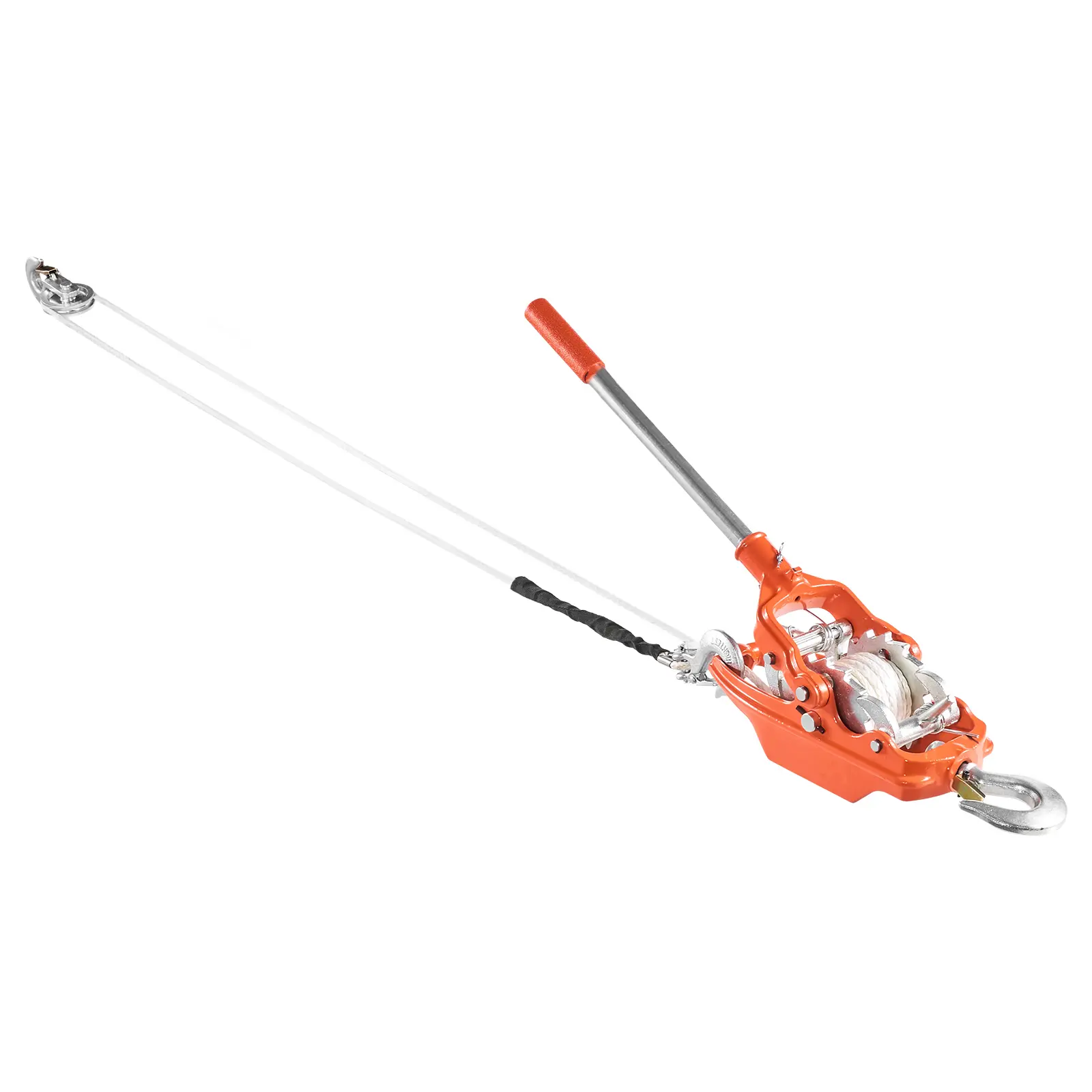 Rope Puller, 6614 lbs Pulling Capacity, Heavy Duty Ratchet Power Puller Tool with 35 ft of 0.3 in Diameter Rope & 2 Hooks, Come Along Winch for Tree Felling, Moving Boats, Road Recovery