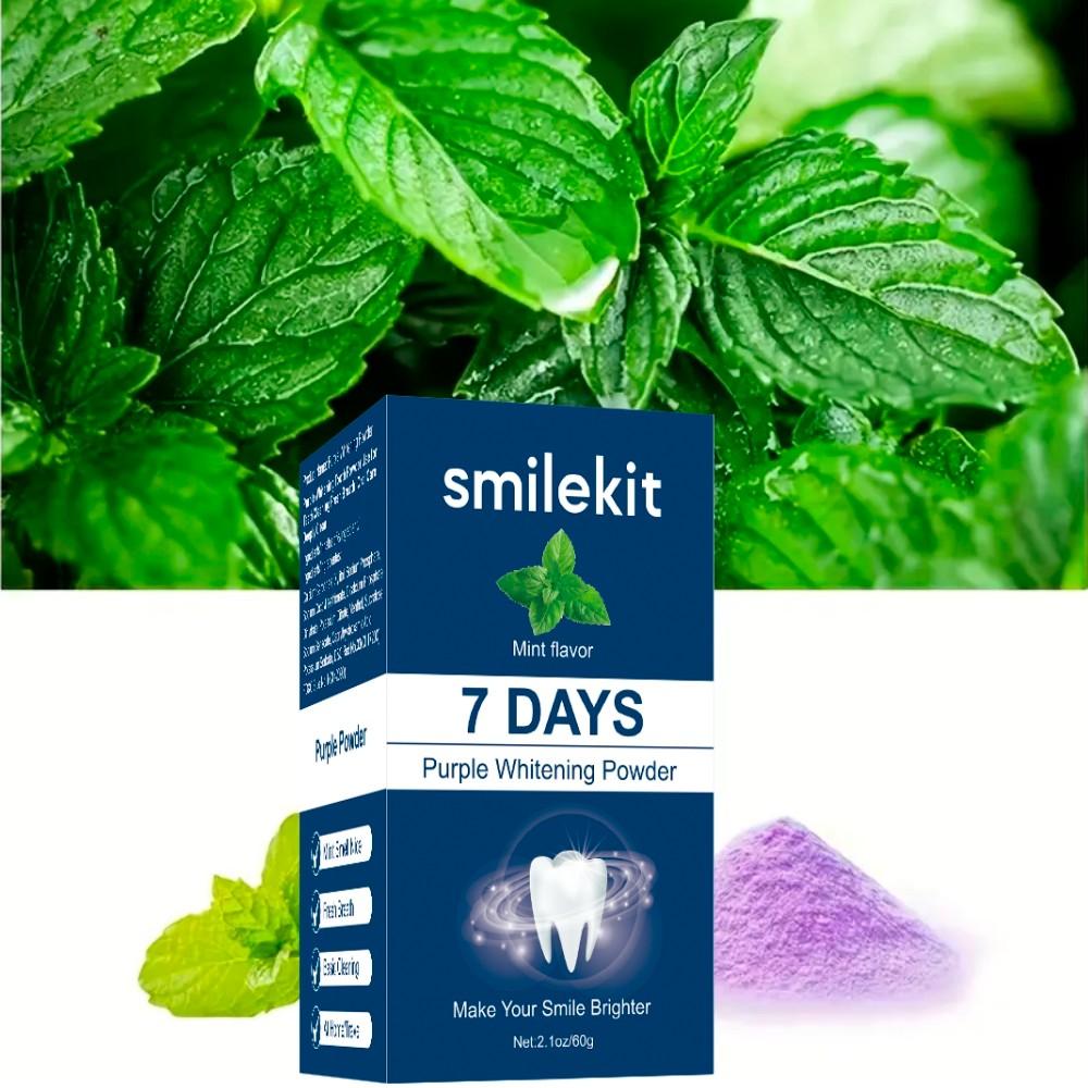 1-PACK Purple Whitening Tooth Powder, Deep Cleaning Oral Freshness, Teeth Whitening, Teeth Brightener, Portable Home Travel Use, 60g, 7 Days Whitening
