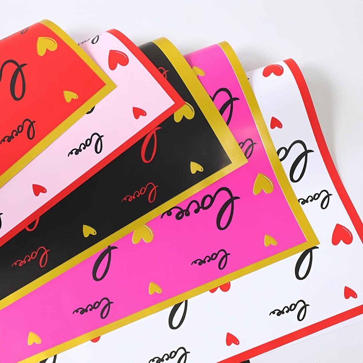 5/20 Sheets New Love Heart Magic Border Bouquet Packaging Paper, Waterproof Durable Korean Paper, Valentine's Day, Wedding, Mother's Day Gift Decorations