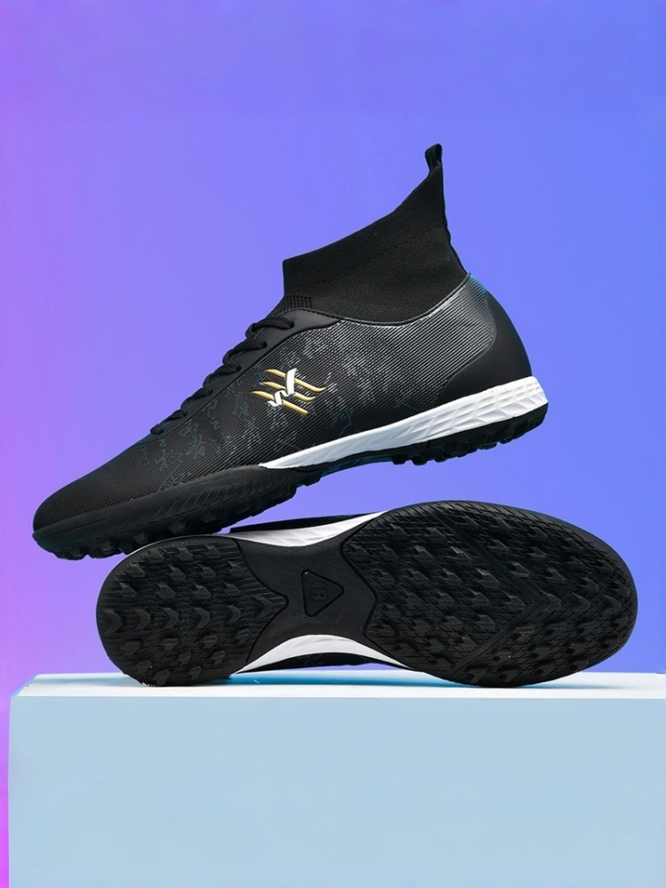 1 Pair of Unisex High-top Football Boots: Anti-slip, Wear-resistant, Lightweight & Snug Fit, High-Elastic Fly-Knit Upper + Rubber Studded Grip Outsole + Dynamic Athletic Style, Ideal for Football Training and Matches for Men and Women