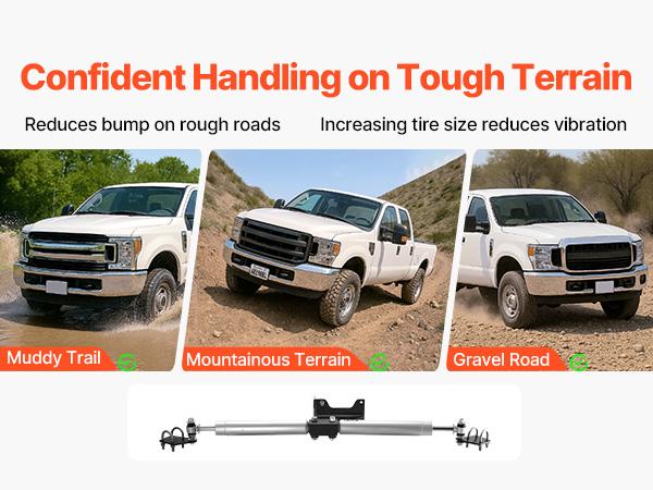 VEVOR Dual Steering Stabilizer, for 2005-2024 Ford F-250/F-350 Super Duty 4WD, Dual Steering Stabilizer Kit Fits with 2 Inches of Suspension Lift or Higher, Enhanced Control and Reduced Vibration