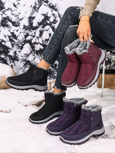 Women's Non-Slip Winter Snow Boots, Thick Plush Lining, Durable PVC Sole, All-Season Grip Design, Comfortable & Warm Outdoor Footwear