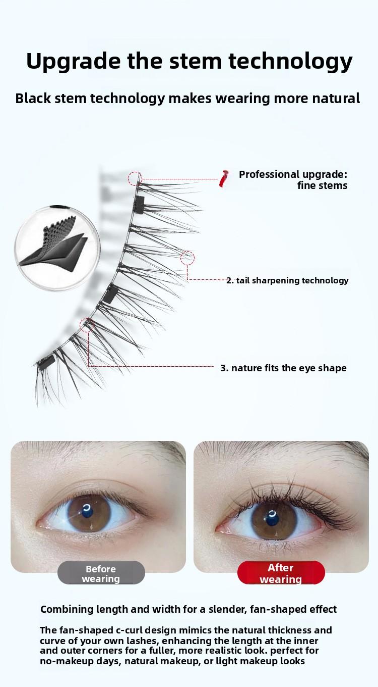 Fox Style Magnetic Eyelashes Natural Camellia Design 3D Thick Magnet Eyelashes No Glue Needed Waterproof Reusable for Women Girls