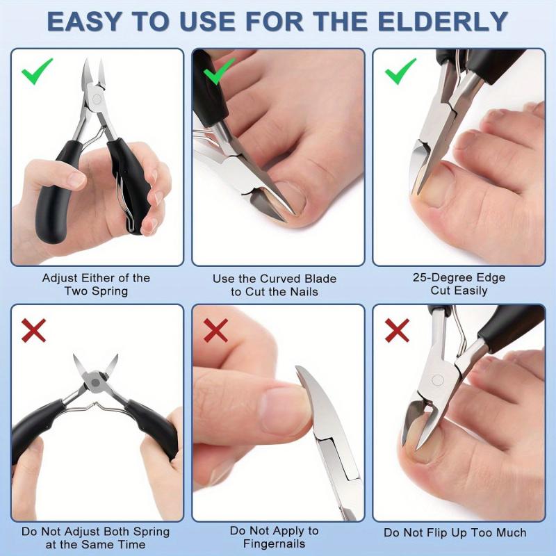 Ingrown Toenail Clipper Nail Scissors Set, Ingrown Toenail Pliers, Beak Pliers for Thick and Gray Nails, Cuticle Nipper, Dual Spring Pedicure Pliers