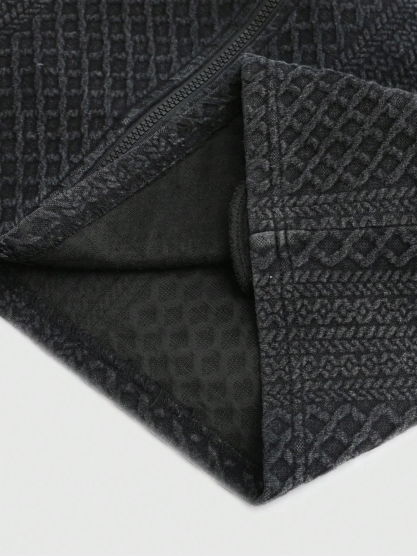 Men's Casual Jacket, Contrast Patchwork Zipper Neckline, Short Design, Heavy Cotton Y2K Style, Fall & Winter Fashion