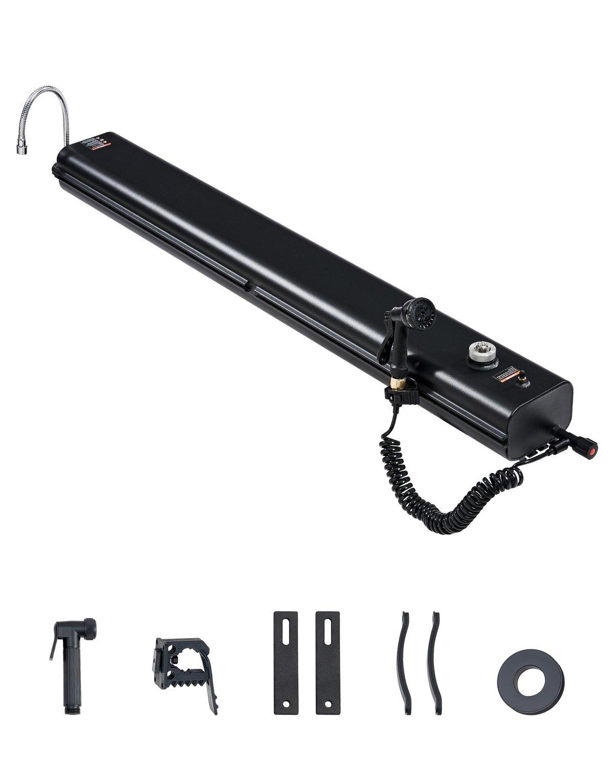 fathersdaygift  VEVOR Roof Rack Water Tank, 7 Gal, Multi-Dispensing Outdoor Tank with 2 Splash-Guard Panels T-slot, High-Capacity Aluminum Tank with Pressurization Port, Fit for Trunks, Roll Bars, Crossbars