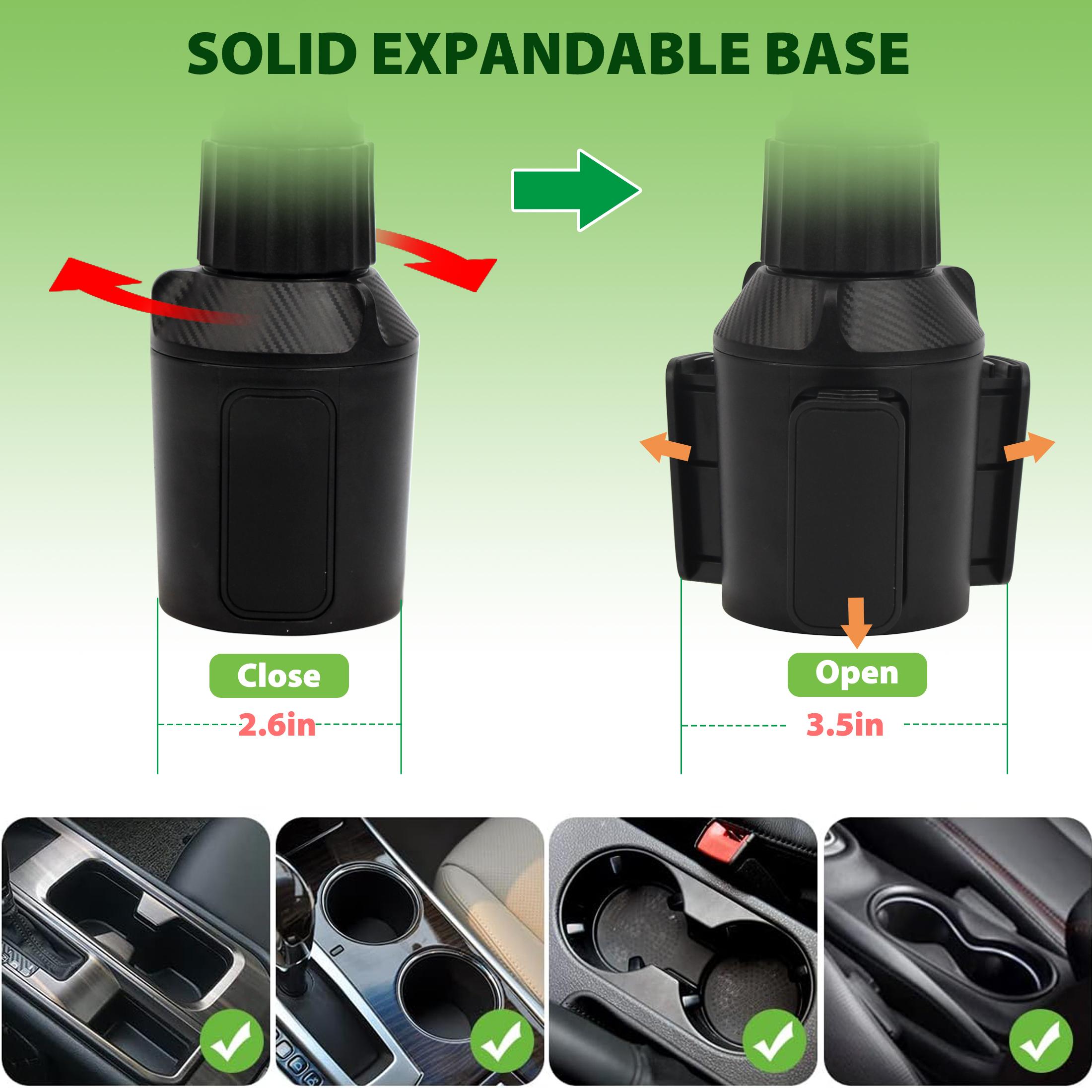 360° Rotatable Car Phone Holder with Cup Holder Tray, Universal Fit for Most Cars, Convenient Drink Food Storage Stand