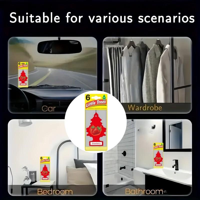 5pcs Little Trees Air Freshener Car Hanging Decor, Car Scents, Long-Lasting Fragrance for Cars & Homes, Strawberry Scented Tree Ornaments